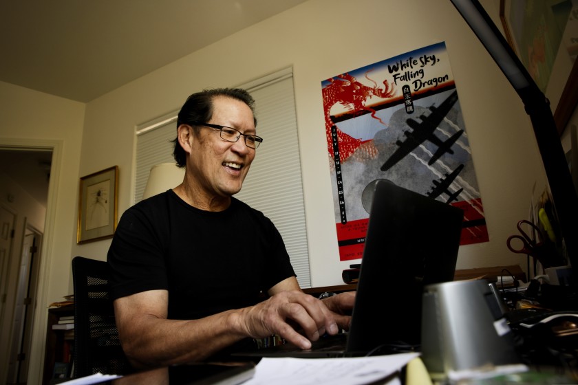 Spike Wong at work in his home office. (Kevin Painchaud/Lookout Santa Cruz)